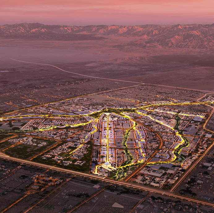 Aerial view of the city